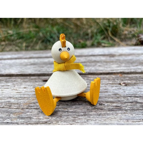 Vintage Swedish Wood Chicken Figurine Shelf Sitter - Picture 6 of 10